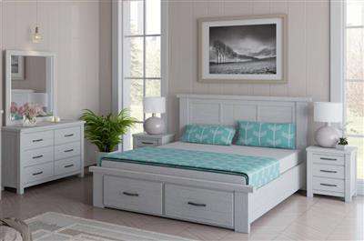 Florida Timber Drawer Storage Bed Frame 4-Piece Bedroom Suite